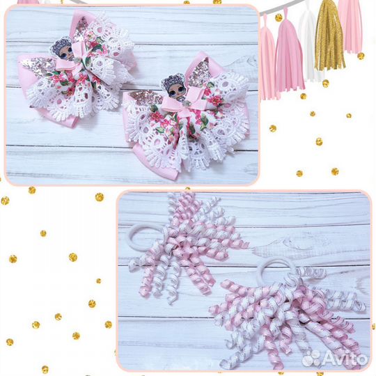 Бантики на зажимах/резинках, цена за 2 пары