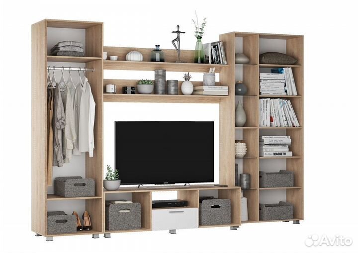 Манхетен Гостиная Дуб Сонома светлый Белый глянцев