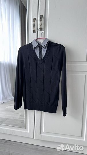 Джемпер кофта-рубашка школьная рубашка