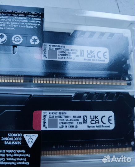 Память DDR4 kingston 3600mhz 2*16gb(32gb),нов,гар