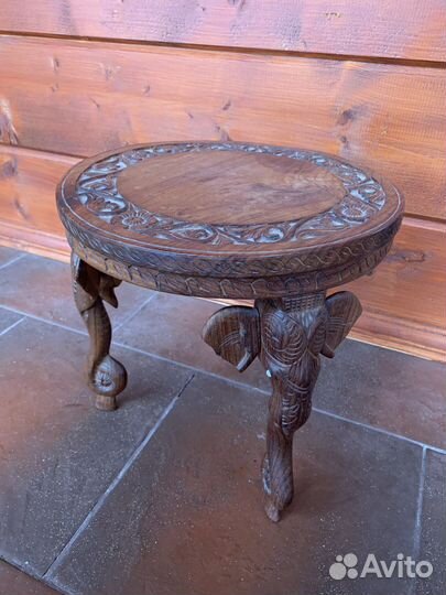 Интерьерный столик со слонами, дерево, Индия