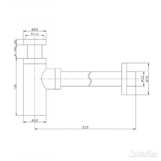 Сифон для раковины Raglo R600.20.06, черный