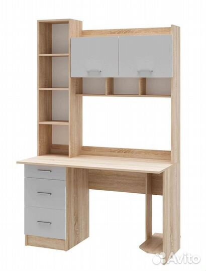 Стол компьютерный Дуб сонома/Белый глянец