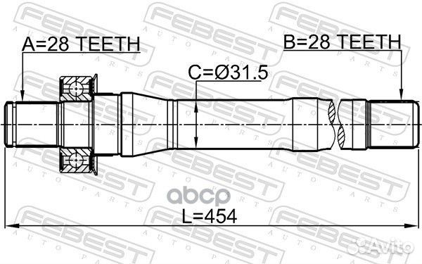 Полуось перед прав 1212cmmt4WD Febest