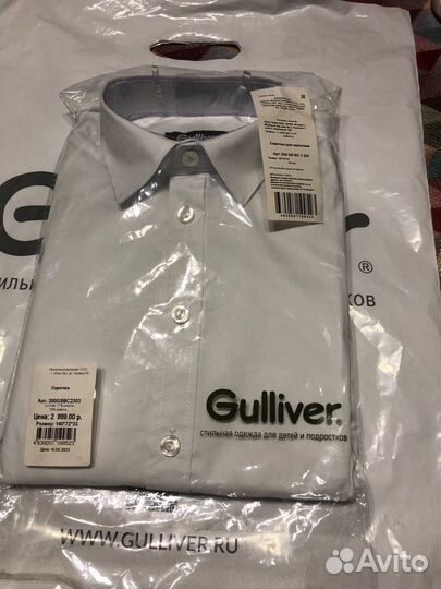 Рубашка gulliver 140 slim fit новая