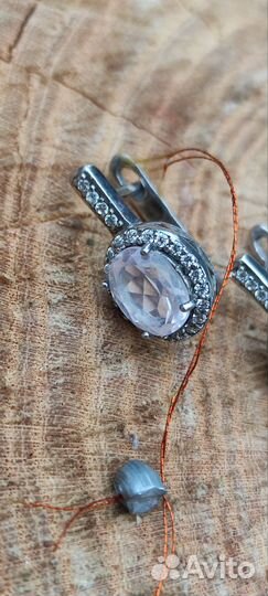 Серьги Зарождение Чувств серебро 925 розовый кварц