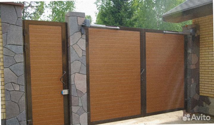 Распашные ворота в алюминиевой раме Дорхан