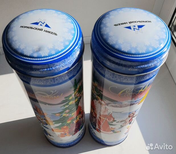 Жестяные банки большие, 29х10 см