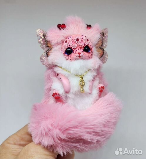 Мягкая игрушка кот розовый