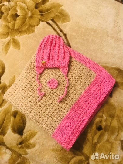 Новый детский плед и шапочка