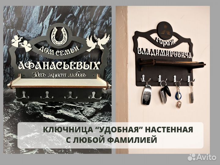 Уникальная настенная ключница «Удобная» с Вашей фа