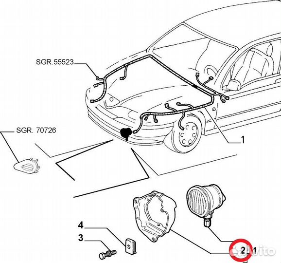 Рамка противотуманной фары 46549688 Alfa Romeo 145