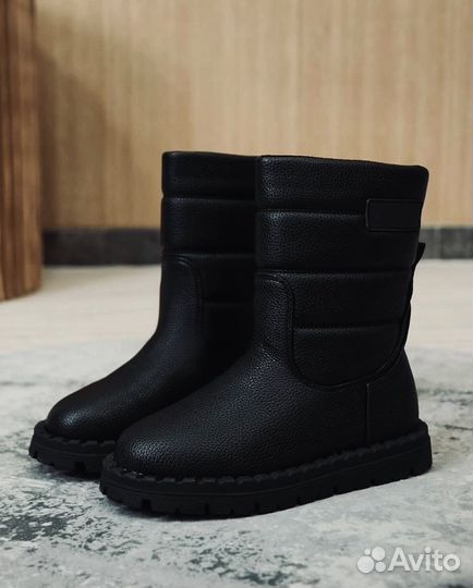 Дутики кожа на меху LUX качество новинка зима