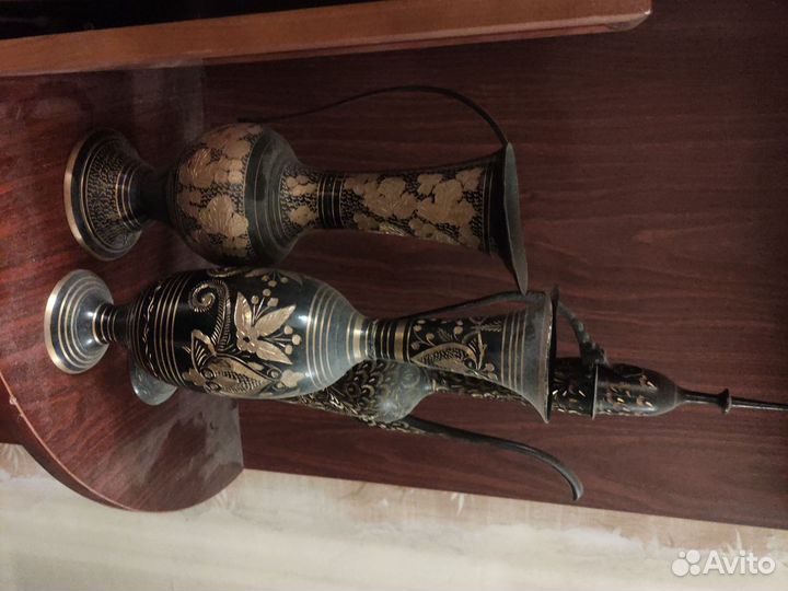 Вазы, чайник восточные, латунь. Индия. СССР