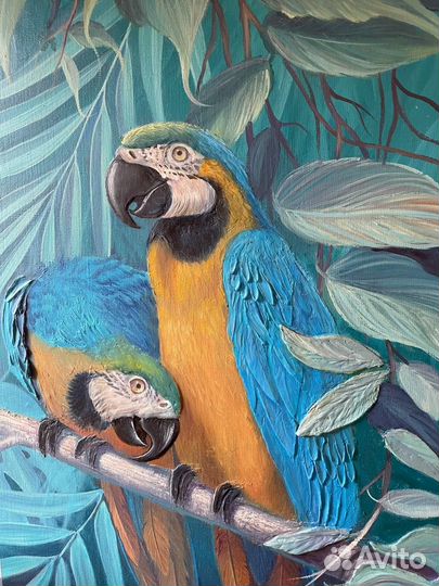 Картина Попугаи 70*100 ручная работа