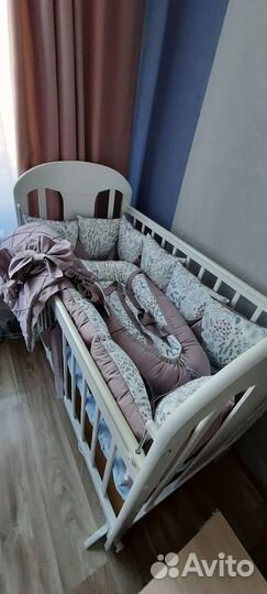 Бортики в кроватку, одеяло, конверт и бант