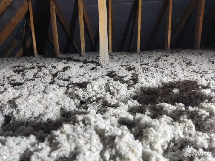 Утепление крыши эковатой