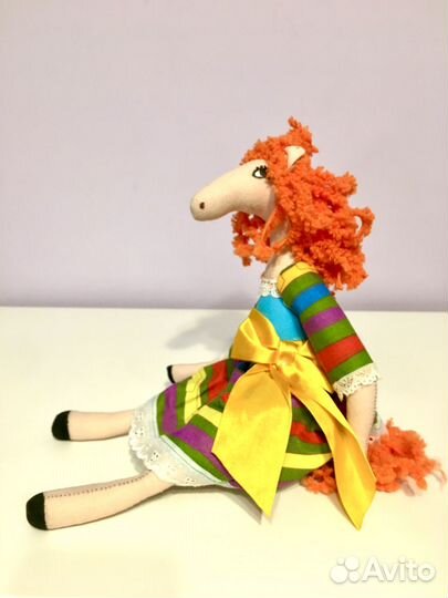 Кукла тильда Лошадка рыжая ручной работы