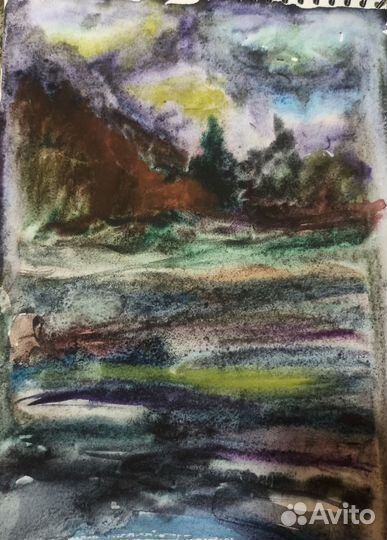 Картина акварель пейзаж