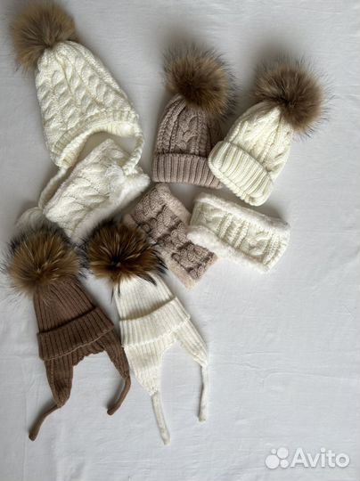 Шапка детская зимняя помпон натуральных мех
