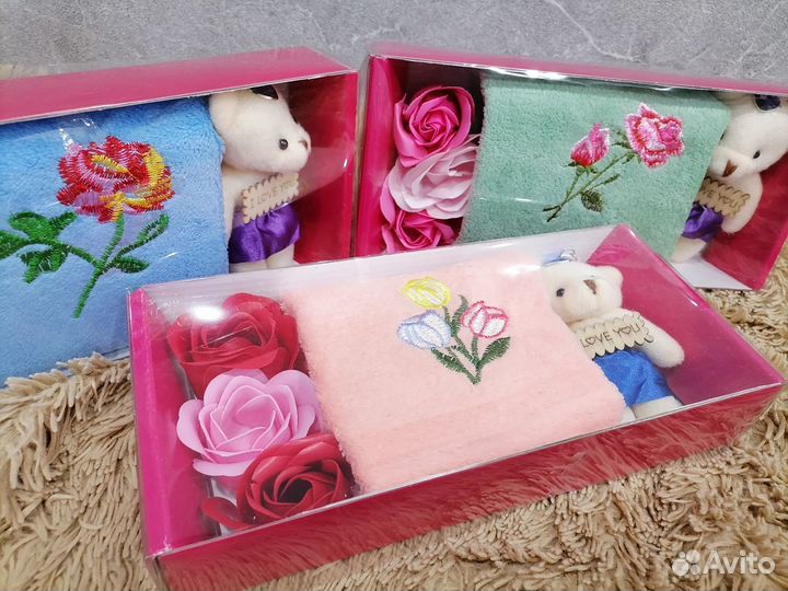 Подарочный бокс/набор 3в1/полотенце мыло