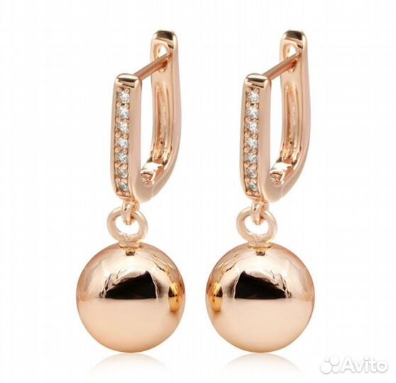 Серьги позолоченные с цирконом