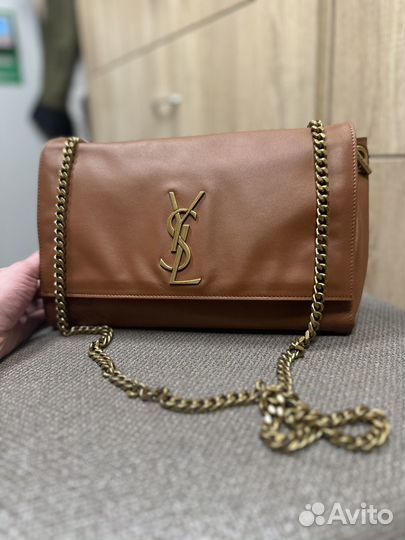 Сумка ySL kate коричневая, замшевая