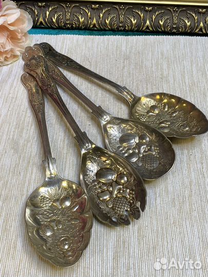Старинные Ложки для салата Sheffield Англия