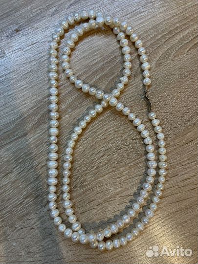 Бусы из натурального жемчуга длинные