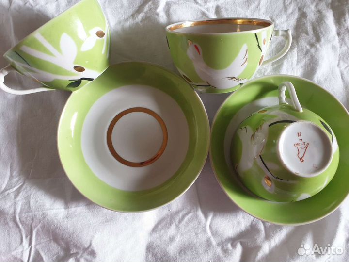 Чайная пара и молочник Вербилки СССР