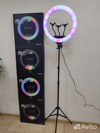 45 см лампа кольцевая RGB С пультом + штатив