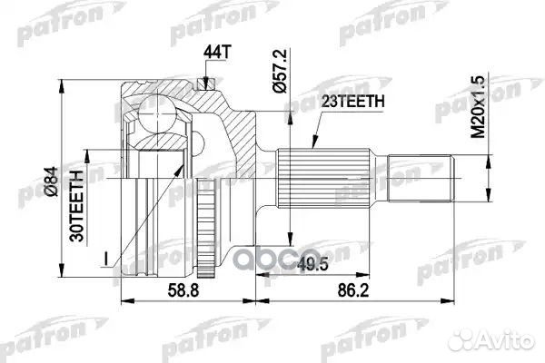 Шрус наружн к-кт 23x57.5x30 ABS:44T renault: KA