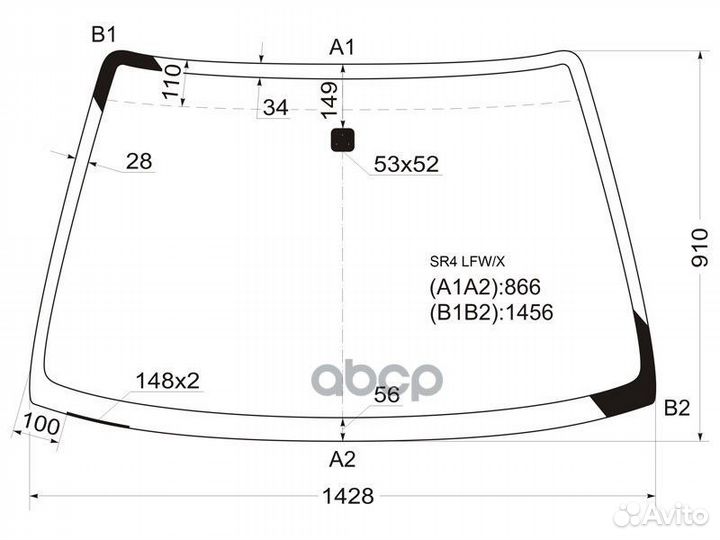 Стекло лобовое honda civic 4D 91-95 SR4 LFW/X XYG