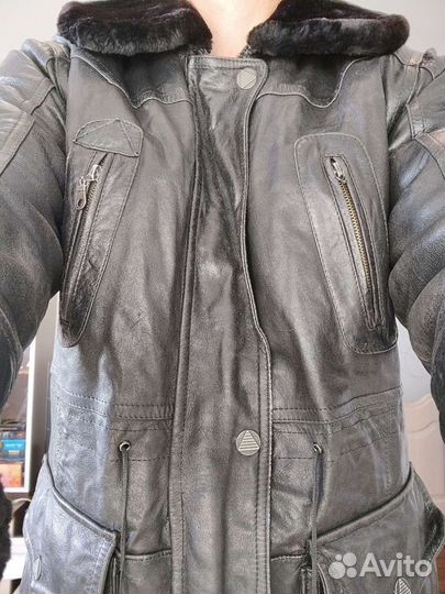 Кожаная куртка мужская утепленная шуба дубленка 46