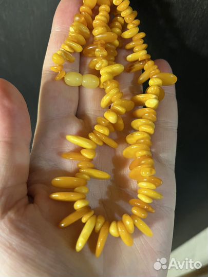 Бусы янтарь желток