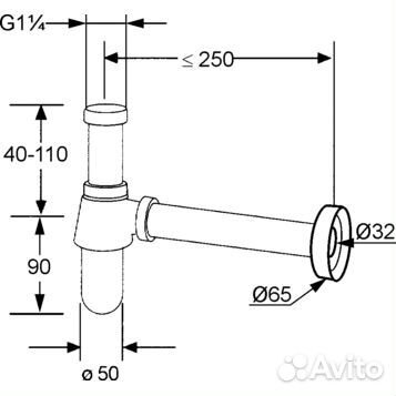 Сифон kludi 1010505-00 для раковины