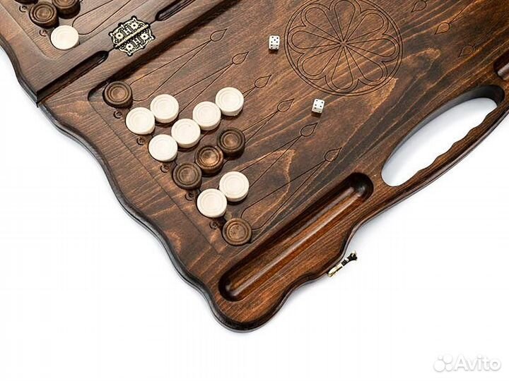 Нарды и шашки резные Лев на охоте 60 х 60 см бук Армения 62491