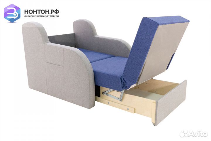 Кресло аккордеон Ремикс 1 синее / серое