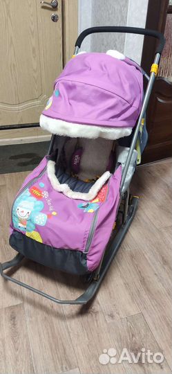 Детские санки коляска с колесами