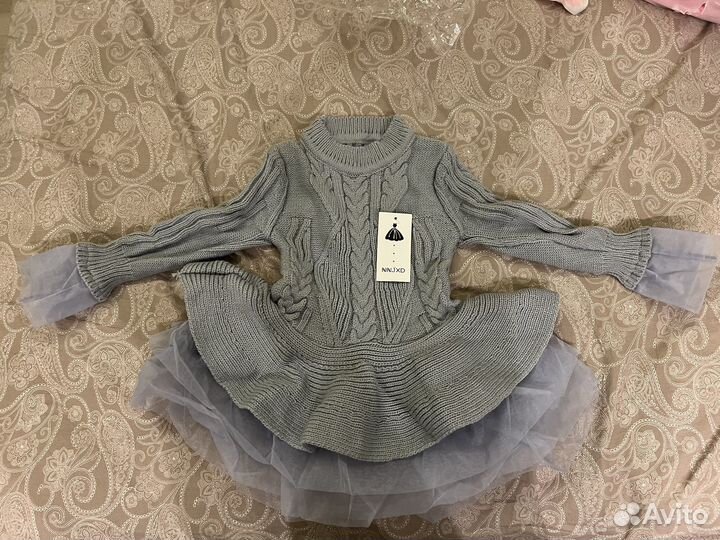 Новое нарядное вязанное платье/ кофта 104-110