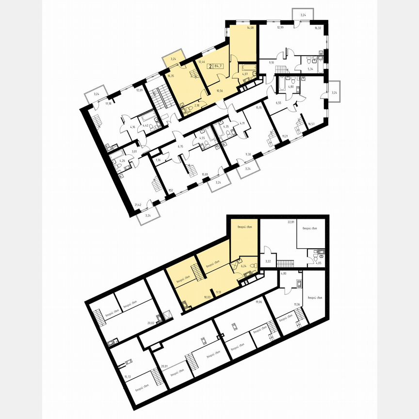 2-к. квартира, 84,7 м², 3/3 эт.