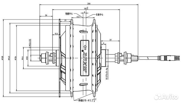 Мотор для электровелосипеда mxus XF15C 500 ватт