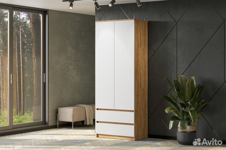 Шкаф для одежды и белья Денвер Дуб золотой/Белый