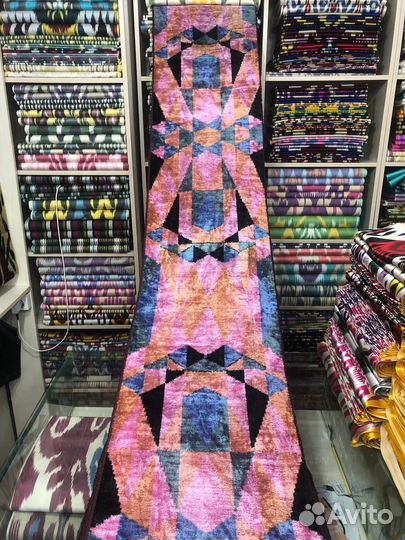 Узбекский шелковый бархат Бахмаль. Шелковый икат