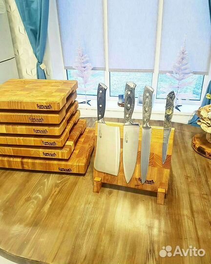 Подставка для ножей деревянная магнитная