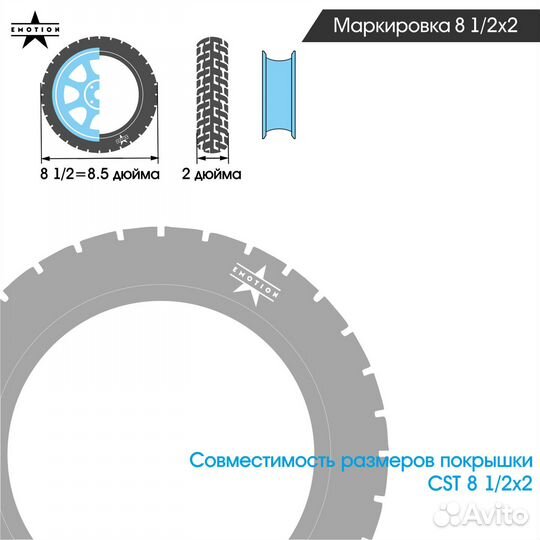 Покрышка для электросамоката 8,5 дюймов 8 1/2х2