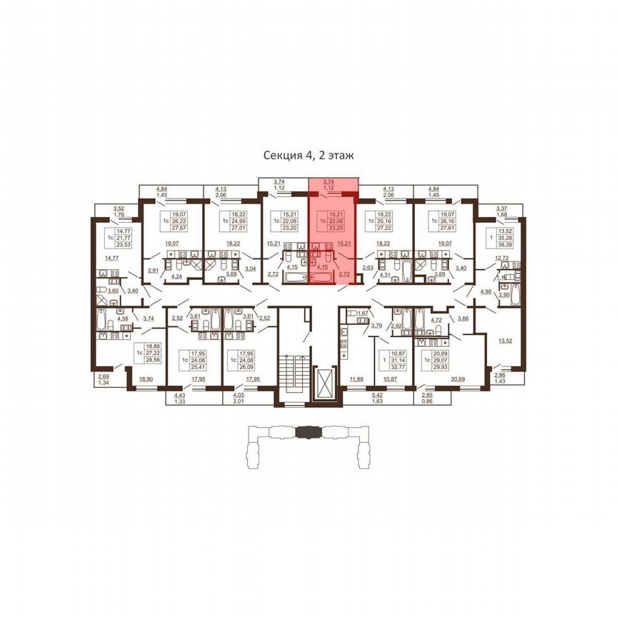Квартира-студия, 23,2 м², 3/6 эт.