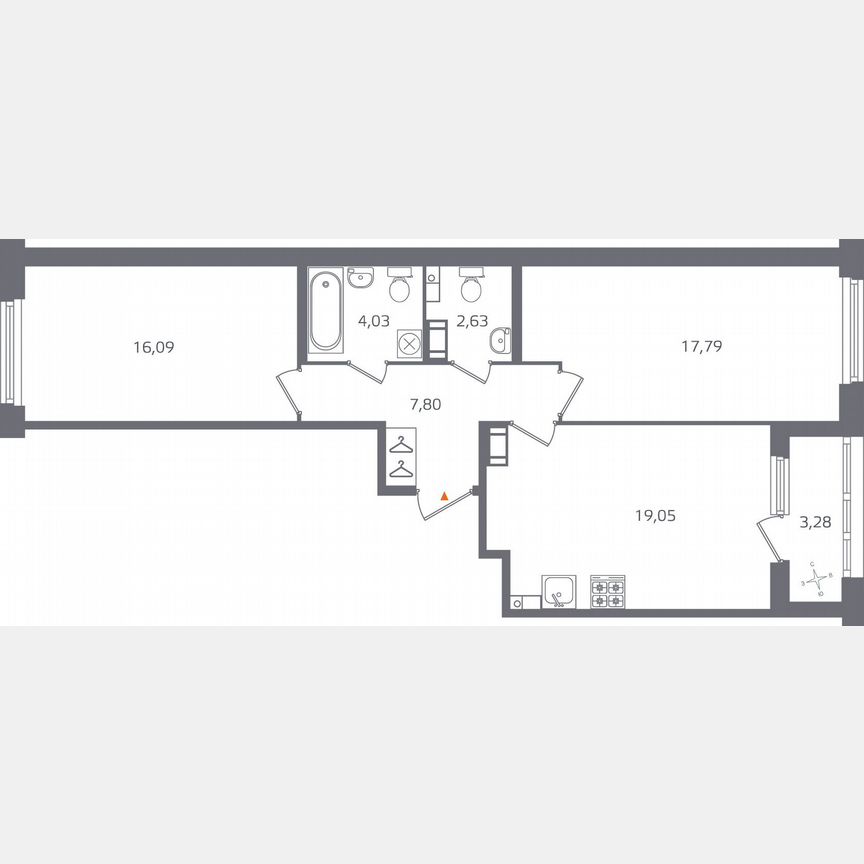 2-к. квартира, 69 м², 4/15 эт.