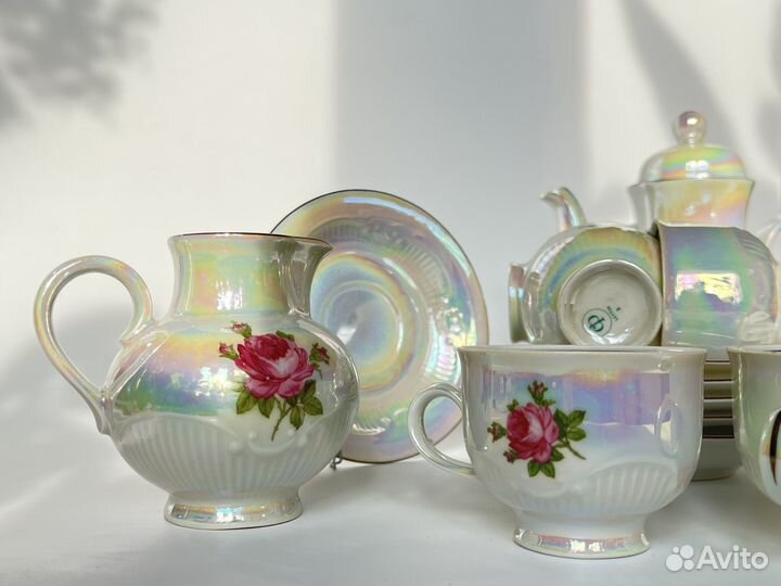 Кофейный сервиз ГДР фарфор перламутр