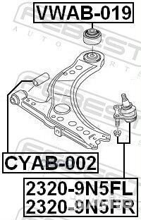 Опора шаровая нижняя левая к-кт VW Polo 1.2-1